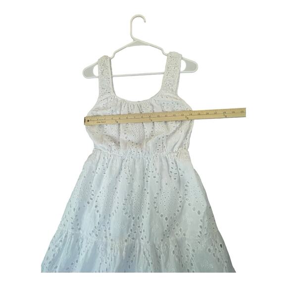 Lungo L'arno Dress Womens Medium Ruffle Hem‎ Cotton Eyelet Midi Sun Cottagecore - Picture 11 of 14